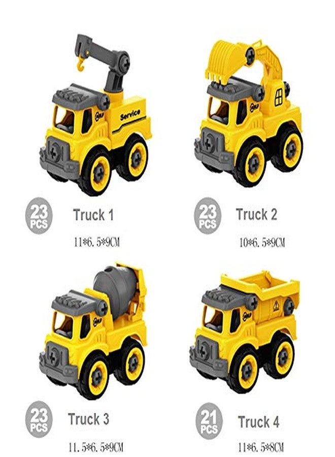 MUMMAMIA Toddlers & Kids Construction Vehicles Set|4 Pack Diy Take Apart Toys Construction Cars Set For 3|4|5|6|7 Year Olds (Construction Trucks)|Multicolor - Image 3